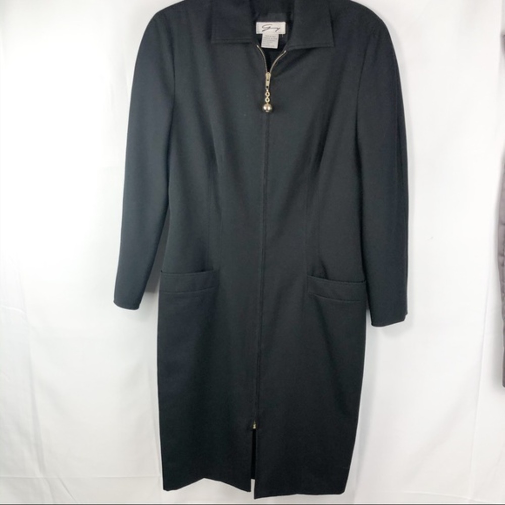 GENNY Vintage Black Front Zip Dress. EUC.